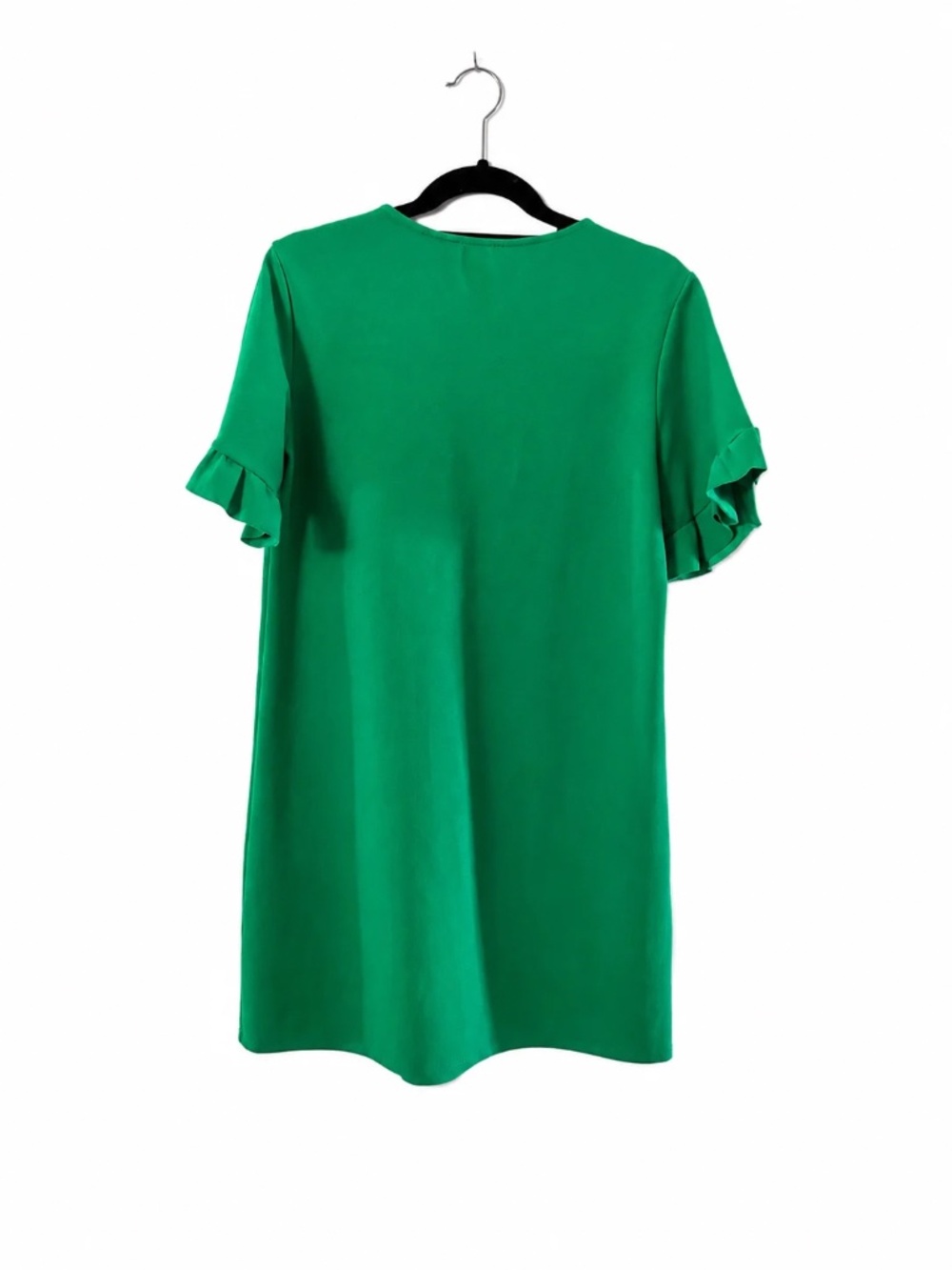 Entro Boutique Label Kelly Green Ruffle Sleeve Shift Dress DT5063 Small - Picture 2 of 3